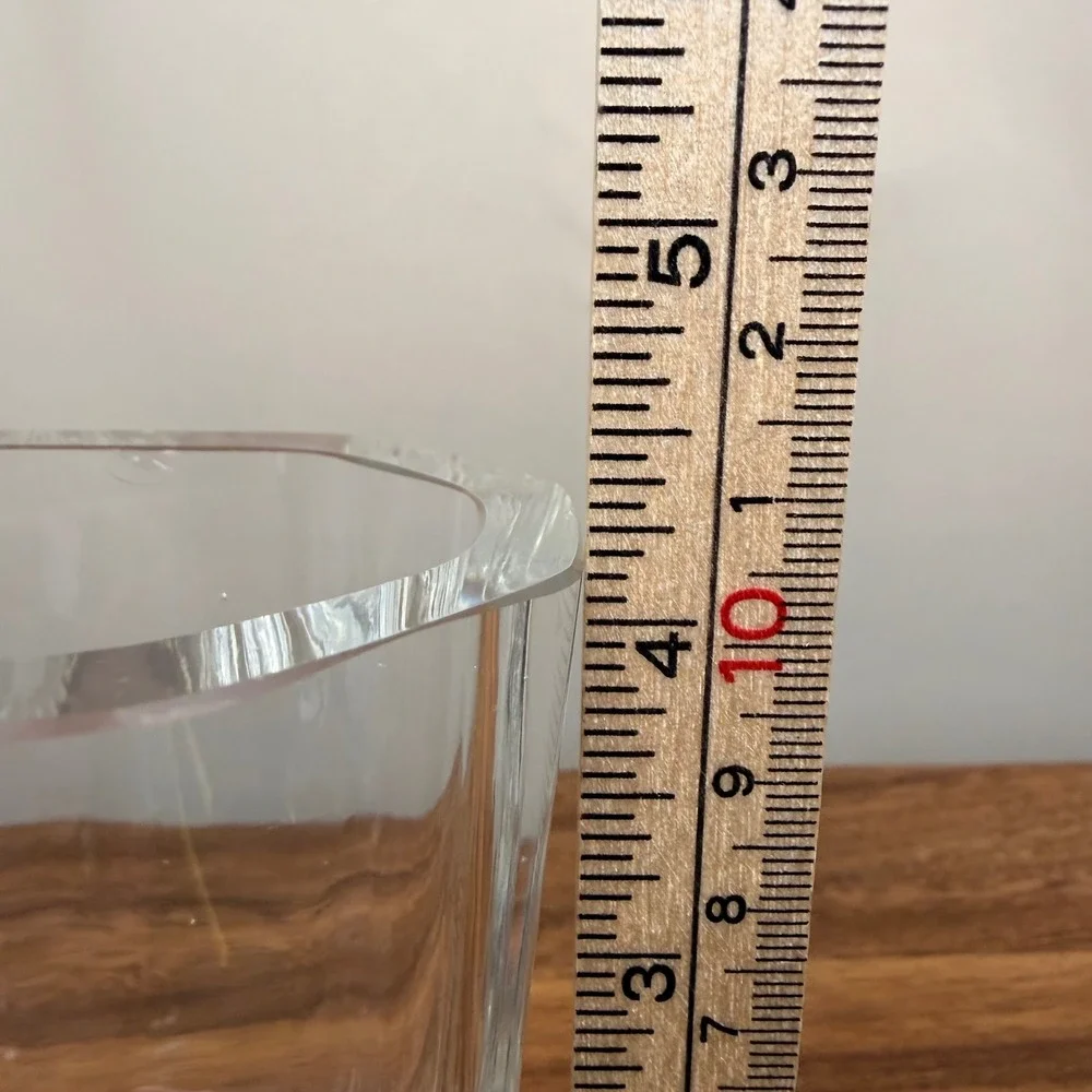 Etched Crystal Butterfly Flower Vase Clear Glass Small Hexagonal 4.5 Inch